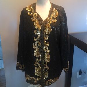 Vintage Midnight run pure silk top